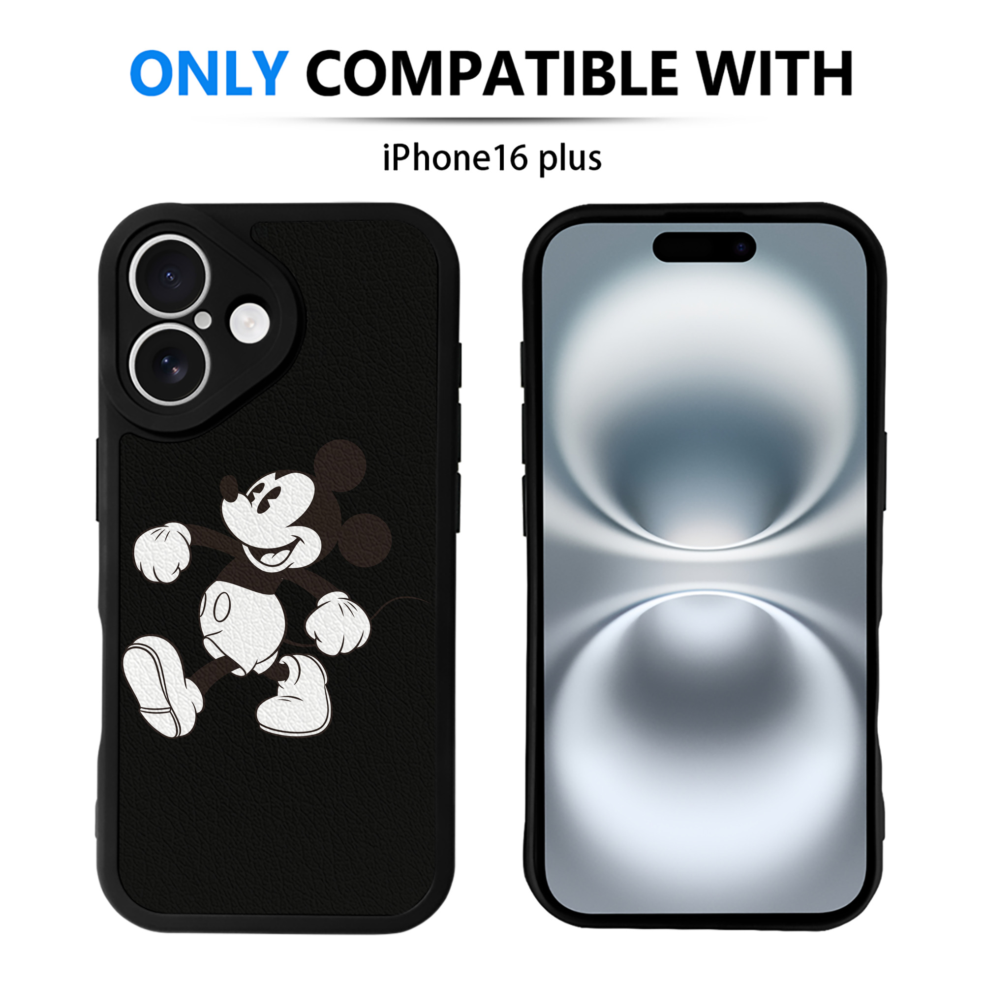 （画像用） ミッキーマウス Mickey Mouse 【iPhone 16シリーズ対応】シリコンスマホケース（レザー調） 材質：シリコン